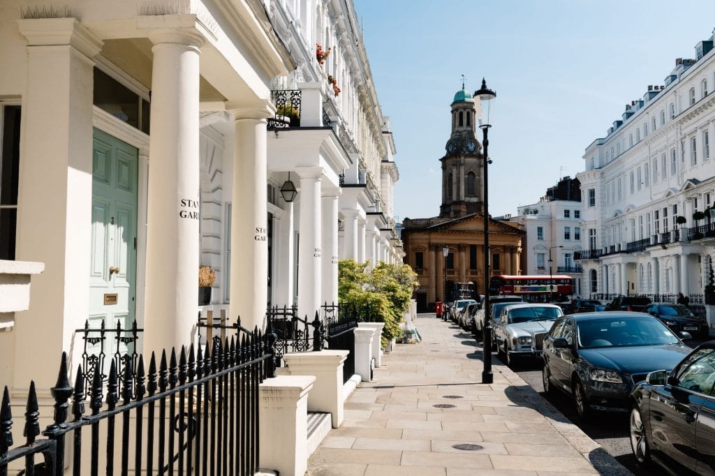 Eaton Square London. White residential house.