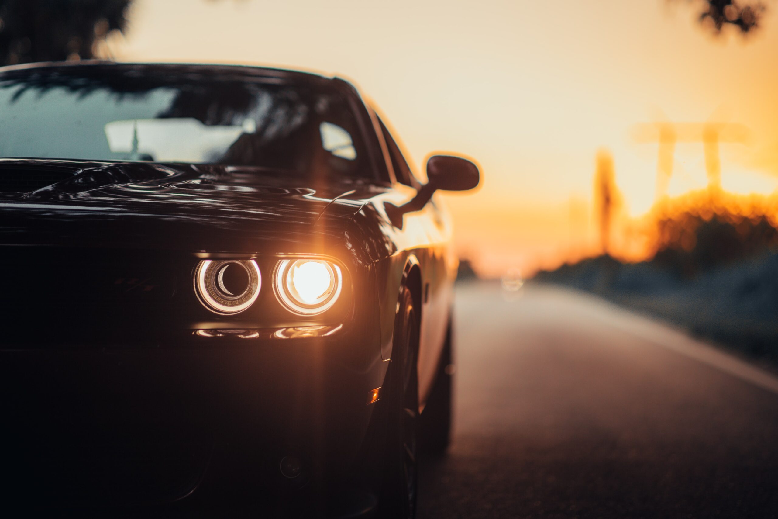 Luxurious black car at dusk
