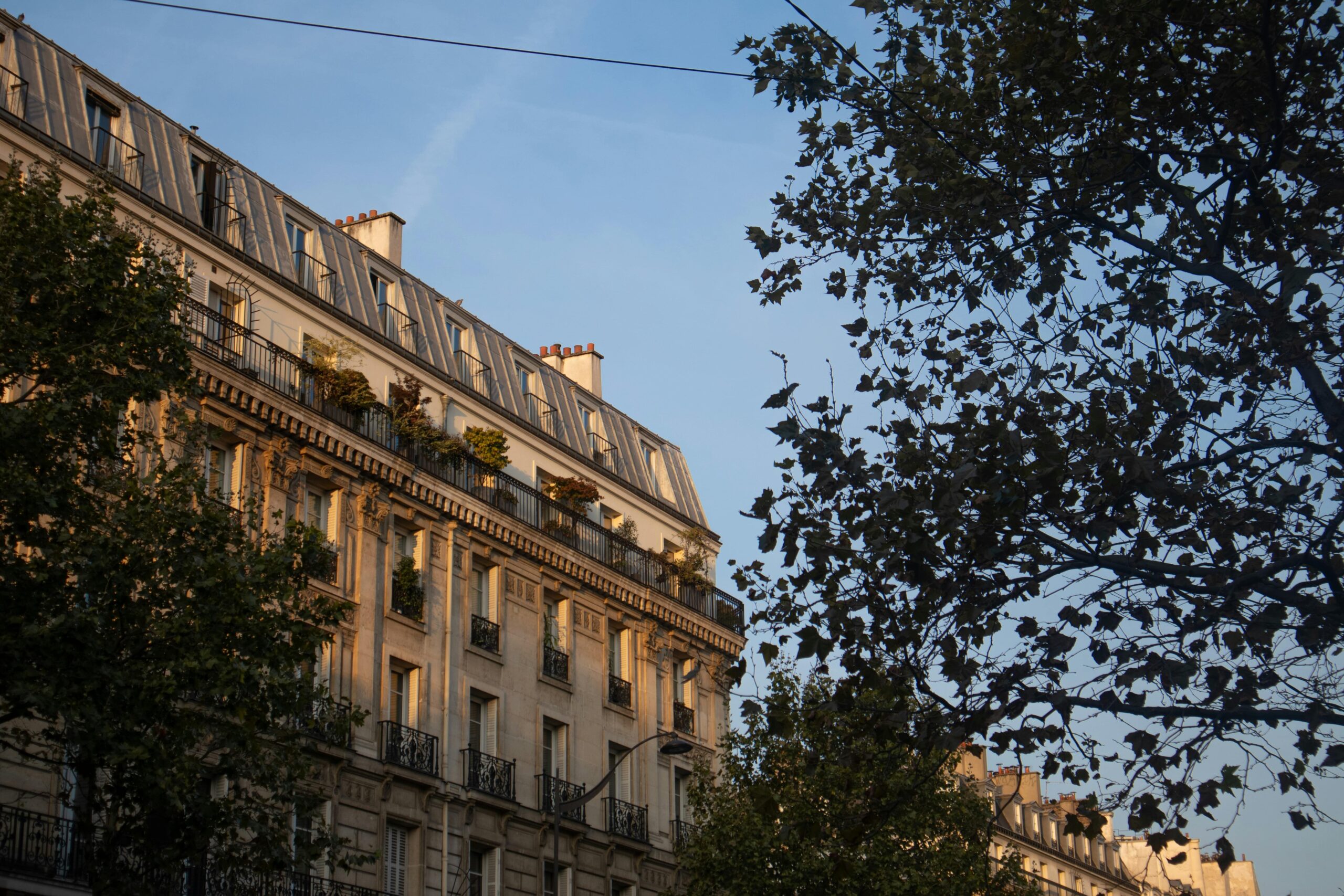 Beautiful parisian apartment surrounded by blue sky